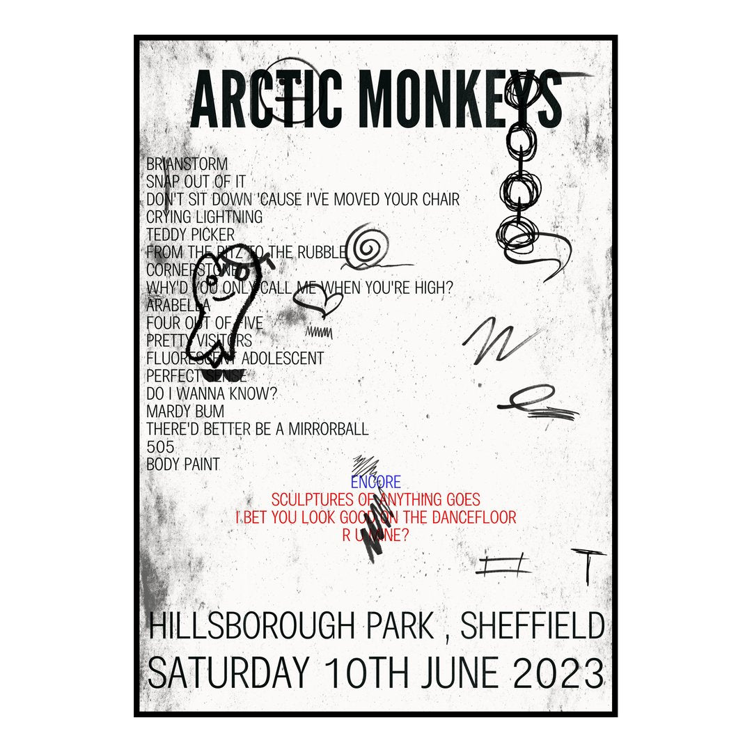 Arctic Monkeys Sheffield 10th June 2023 Setlist poster