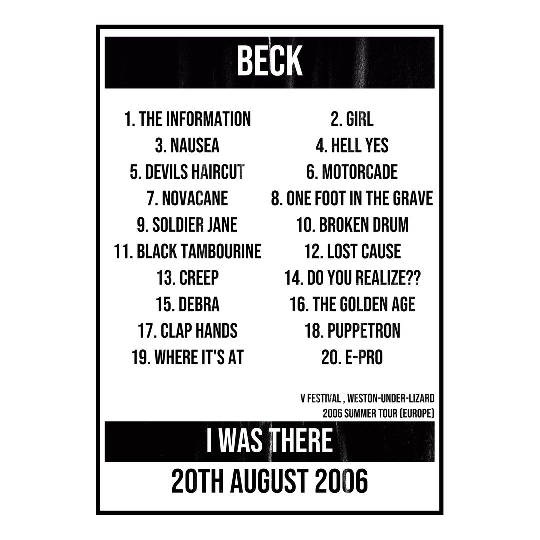 Beck Weston-under-Lizard 20th August 2006 Setlist poster