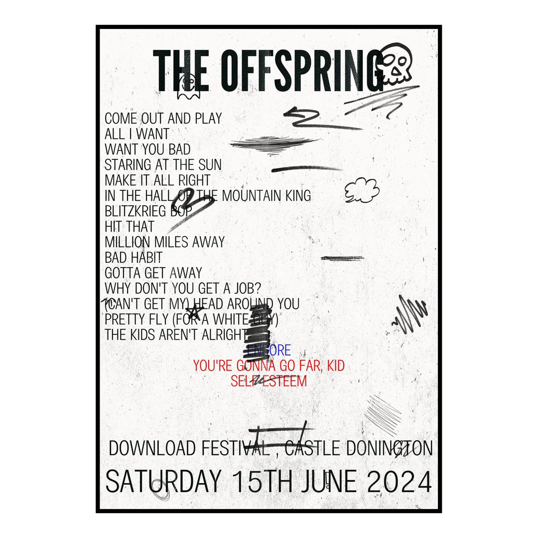 The Offspring Castle Donington 15th June 2024 Setlist poster