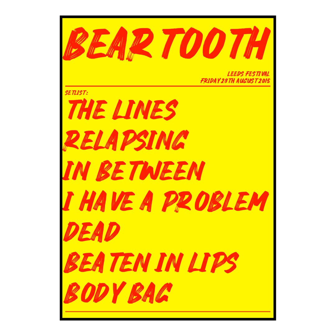 Beartooth Bramham 28th August 2015 Setlist poster