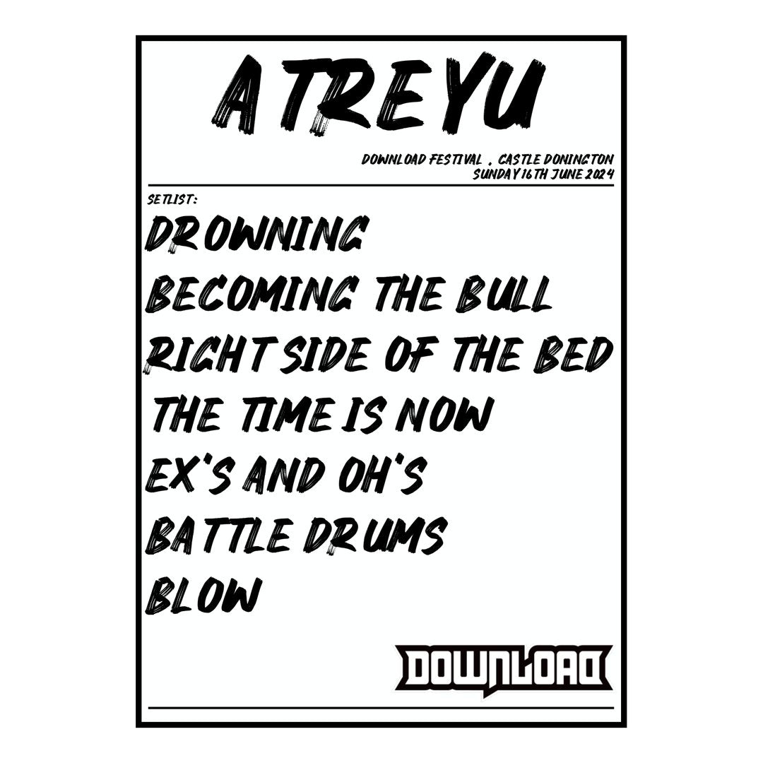 Atreyu Castle Donington 16th June 2024 Setlist poster