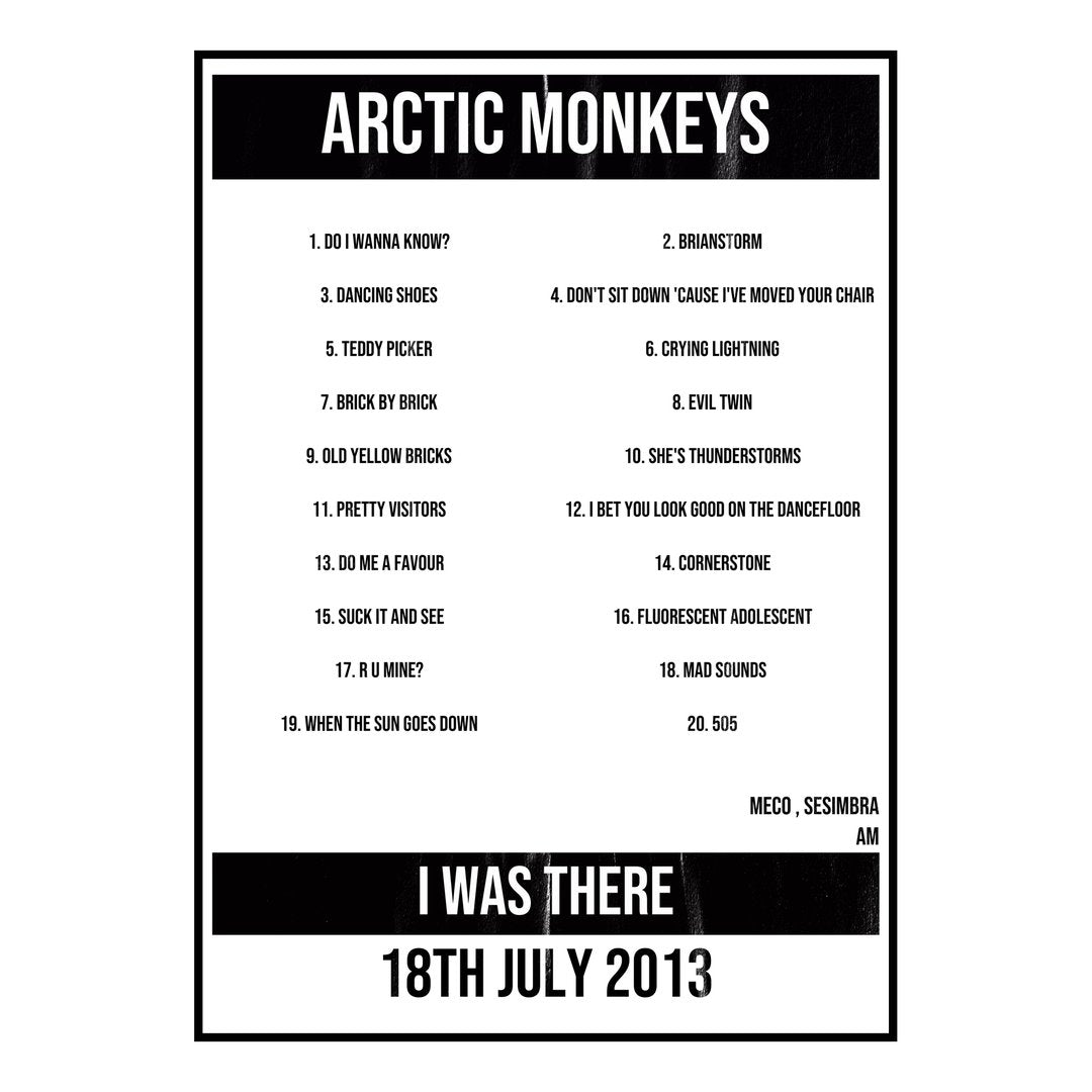 Arctic Monkeys Sesimbra 18th July 2013 Setlist poster