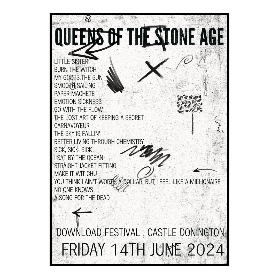 Queens of the Stone Age Castle Donington 14th June 2024 Setlist poster