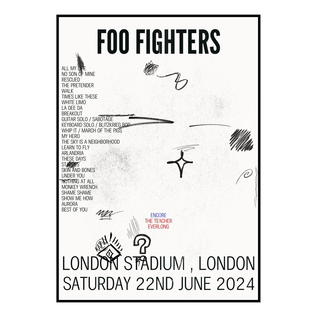 Foo Fighters London 22nd June 2024 Setlist poster