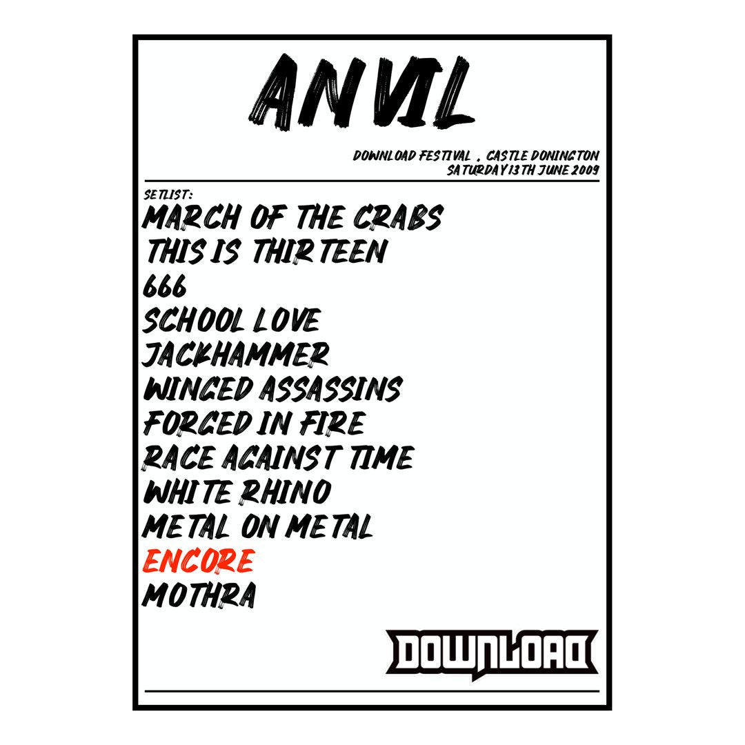 Anvil Castle Donington 13th June 2009 Setlist poster