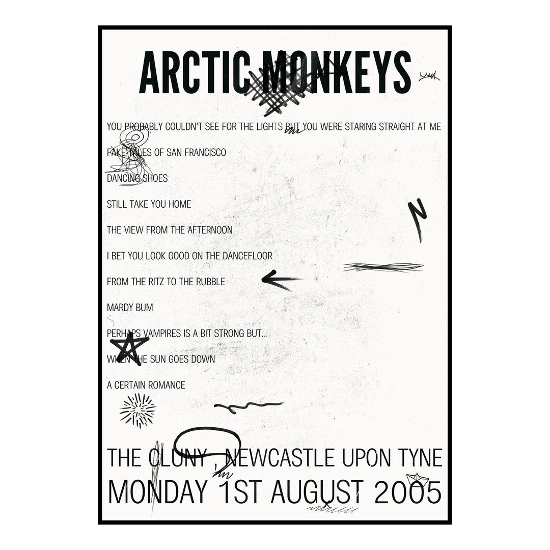 Arctic Monkeys Newcastle upon Tyne 1st August 2005 Setlist poster