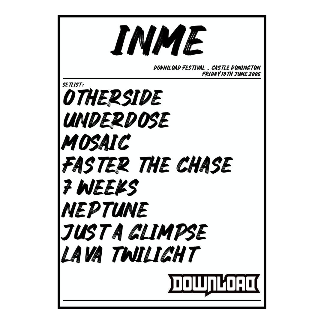 InMe Castle Donington 10th June 2005 Setlist poster