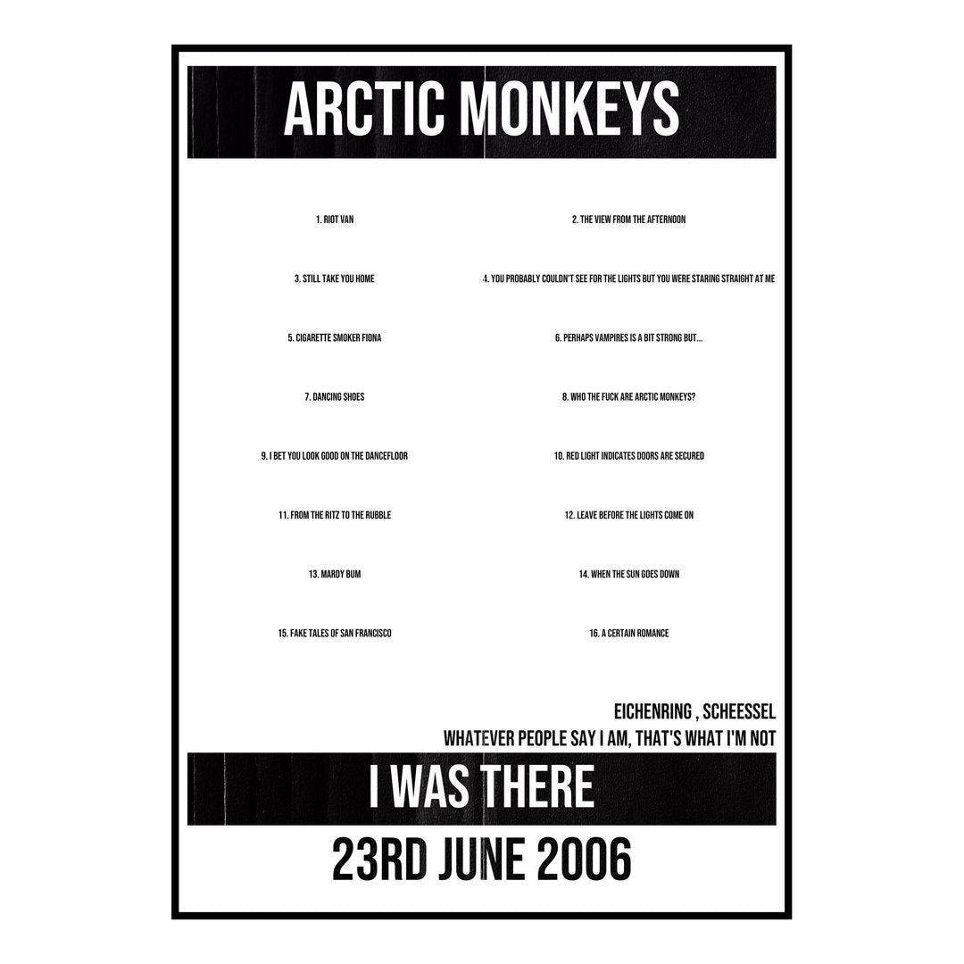 Arctic Monkeys Scheeßel 23rd June 2006 Setlist poster