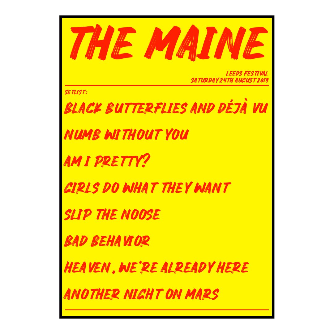 The Maine Bramham 24th August 2019 Setlist poster