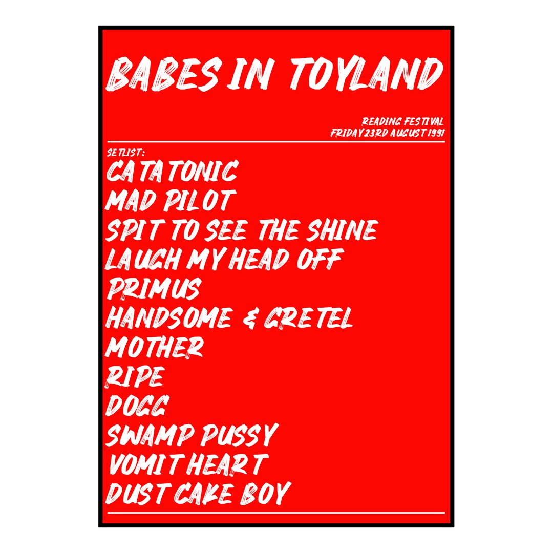 Babes in Toyland Reading 23rd August 1991 Setlist poster