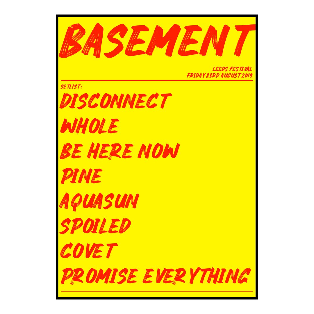 Basement Bramham 23rd August 2019 Setlist poster