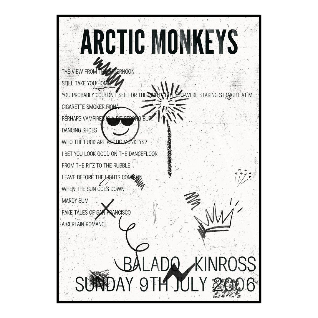 Arctic Monkeys Kinross 9th July 2006 Setlist poster