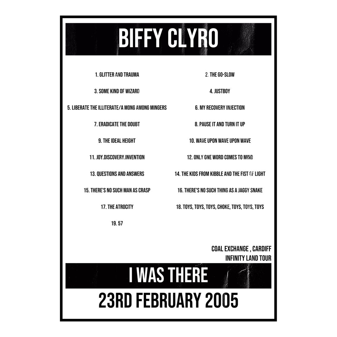 Biffy Clyro Cardiff 23rd February 2005 Setlist poster