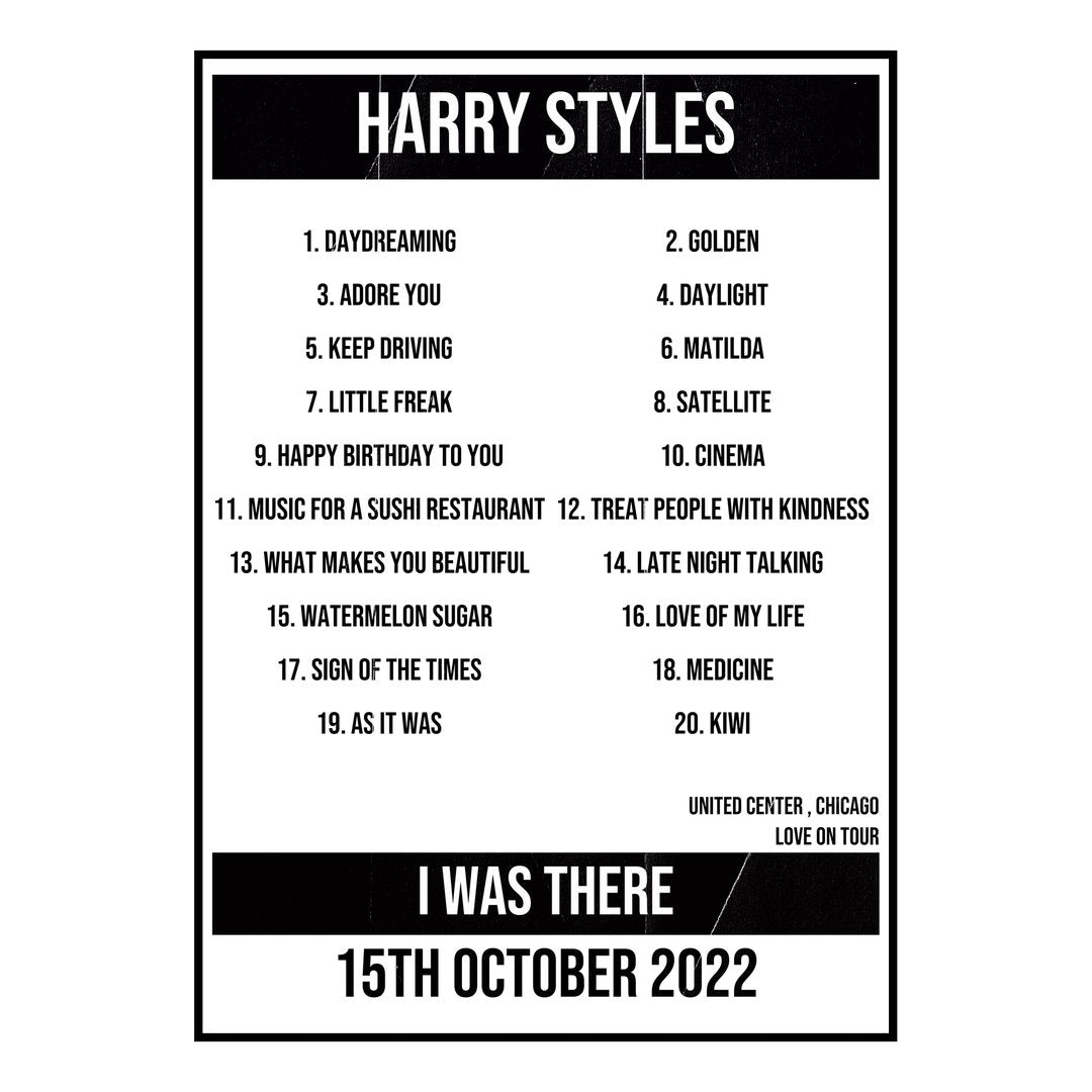 Harry Styles Chicago 15th October 2022 Setlist poster