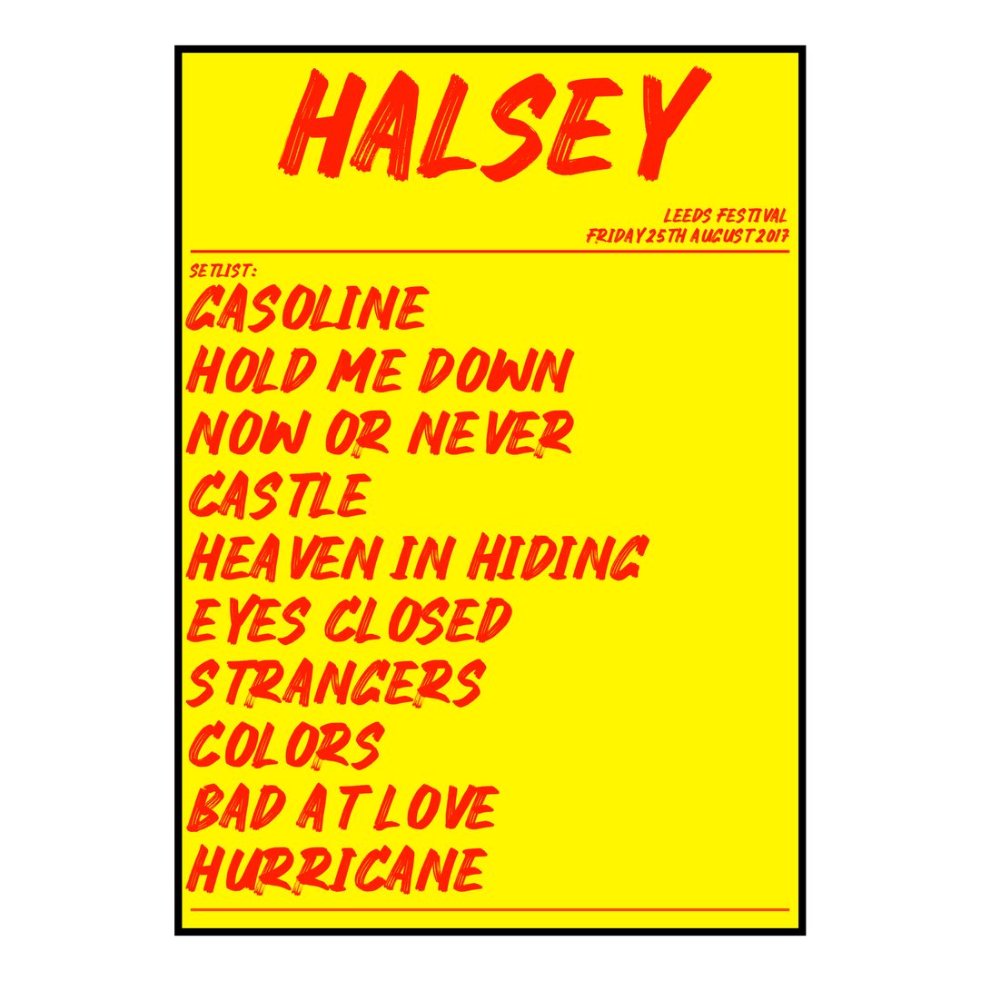 Halsey Bramham 25th August 2017 Setlist poster