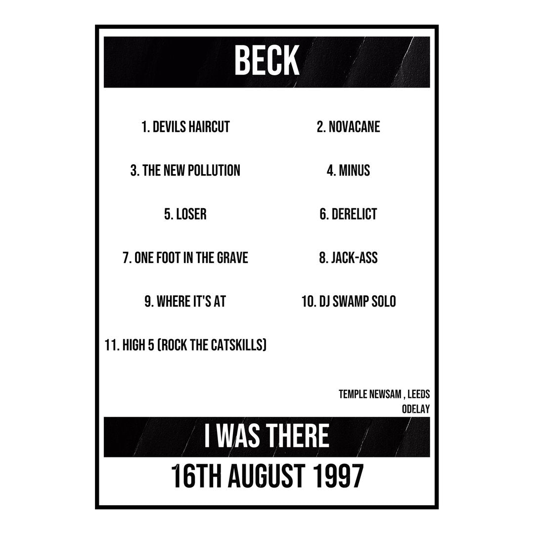 Beck Leeds 16th August 1997 Setlist poster