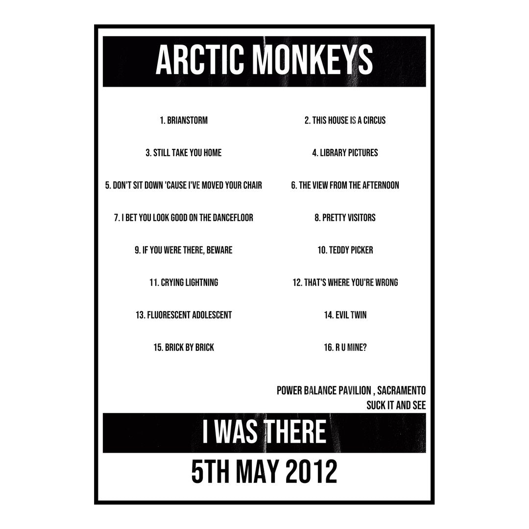 Arctic Monkeys Sacramento 5th May 2012 Setlist poster