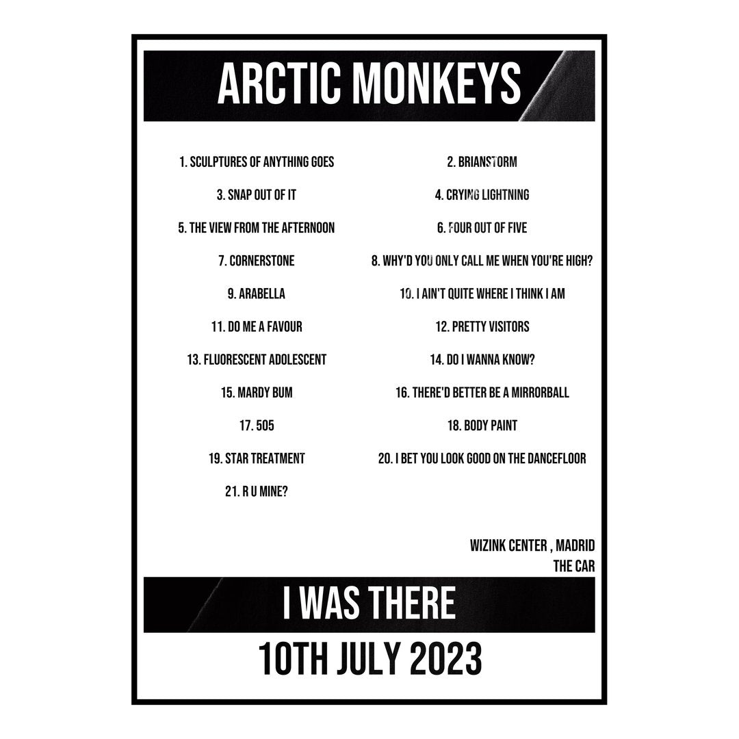 Arctic Monkeys Madrid 10th July 2023 Setlist poster