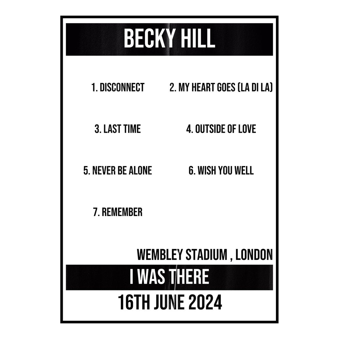 Becky Hill London 16th June 2024 Setlist poster
