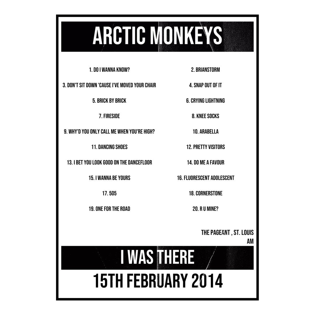 Arctic Monkeys St. Louis 15th February 2014 Setlist poster