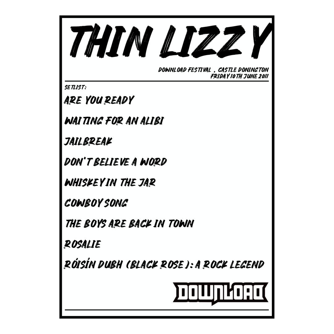 Thin Lizzy Castle Donington 10th June 2011 Setlist poster