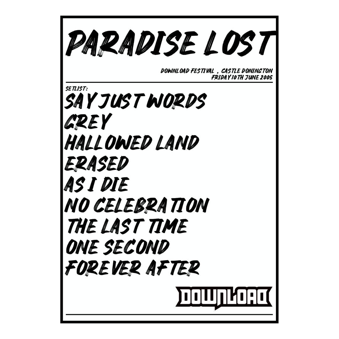 Paradise Lost Castle Donington 10th June 2005 Setlist poster