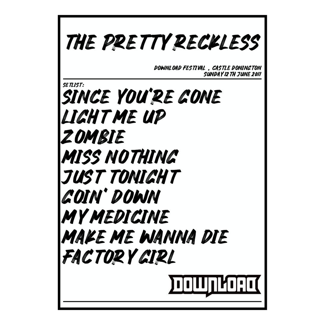 The Pretty Reckless Castle Donington 12th June 2011 Setlist poster
