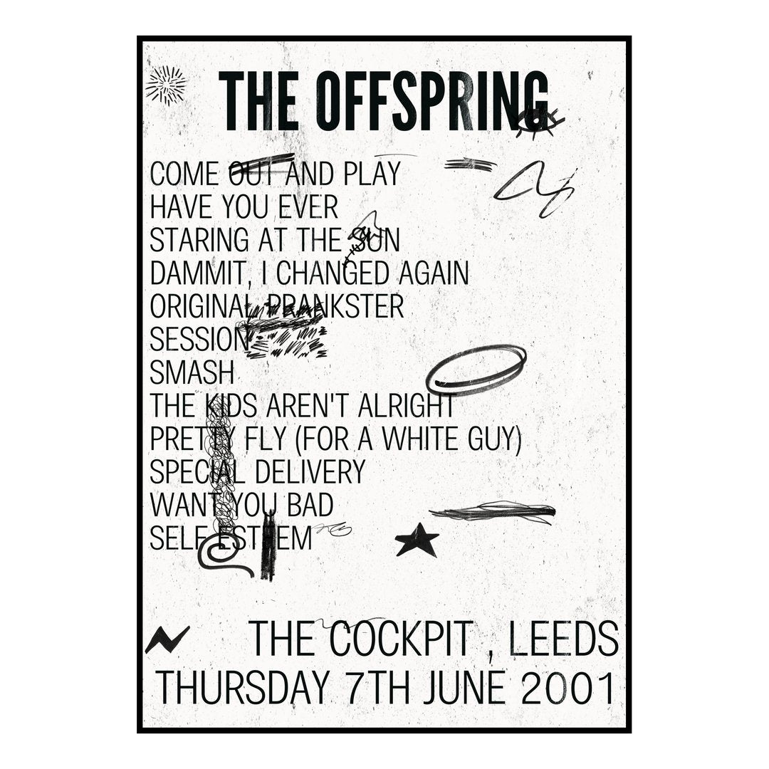 The Offspring Leeds 7th June 2001 Setlist poster
