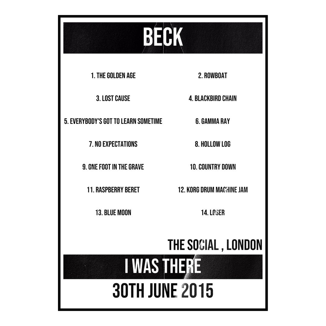 Beck London 30th June 2015 Setlist poster