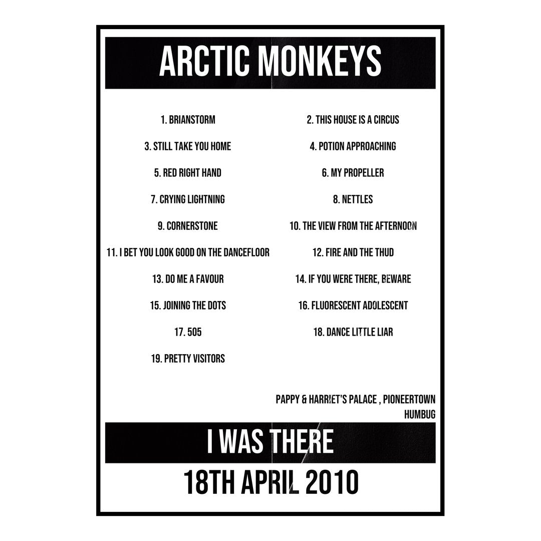 Arctic Monkeys Pioneertown 18th April 2010 Setlist poster