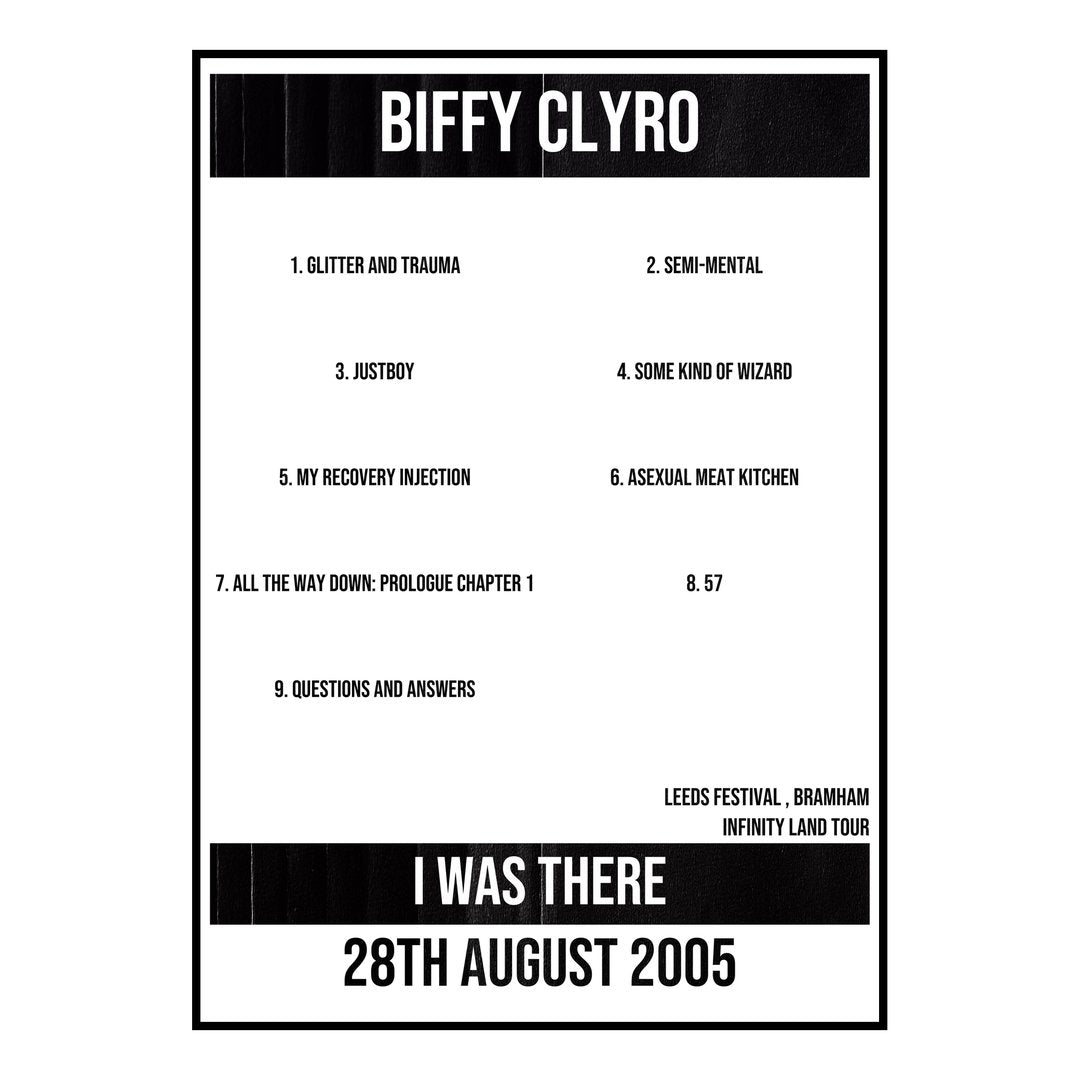 Biffy Clyro Bramham 28th August 2005 Setlist poster