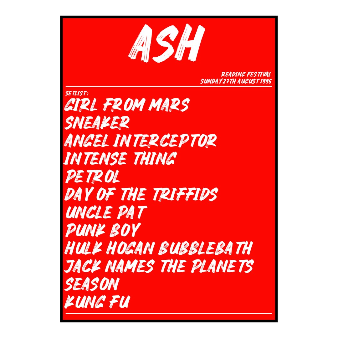 Ash Reading 27th August 1995 Setlist poster