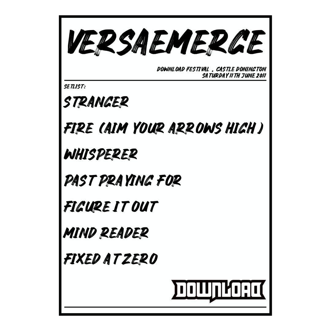VersaEmerge Castle Donington 11th June 2011 Setlist poster