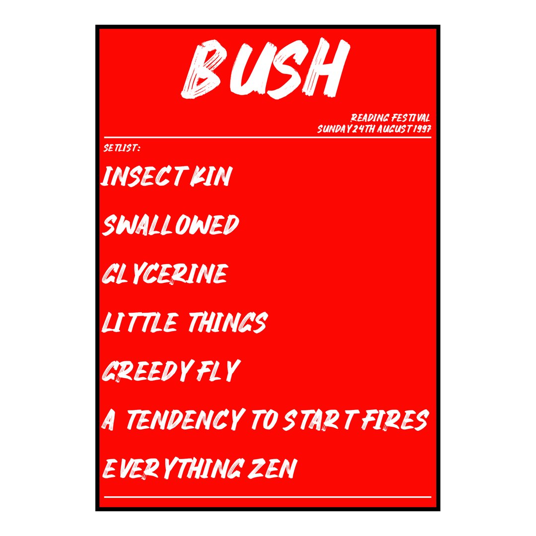 Bush Reading 24th August 1997 Setlist poster