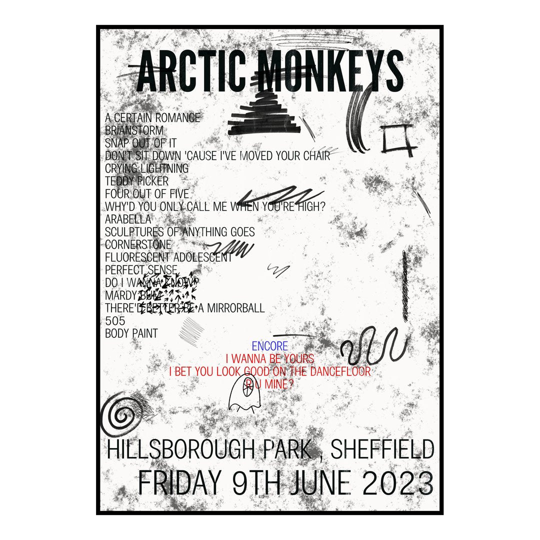 Arctic Monkeys Sheffield 9th June 2023 Setlist poster