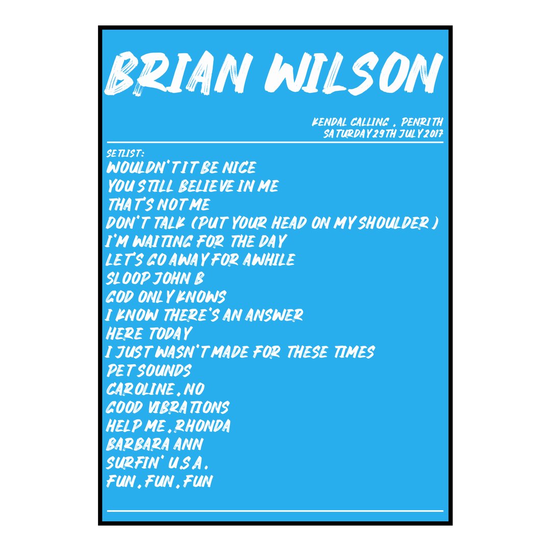 Brian Wilson Penrith 29th July 2017 Setlist poster