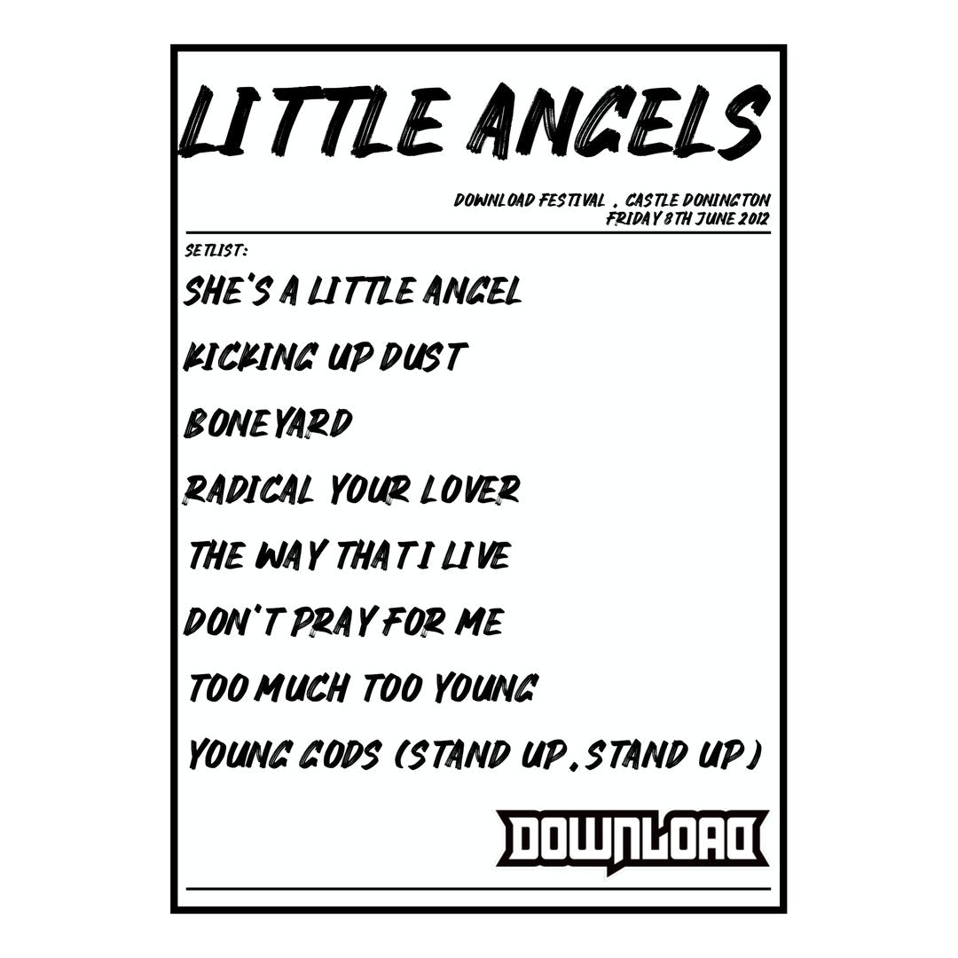 Little Angels Castle Donington 8th June 2012 Setlist poster