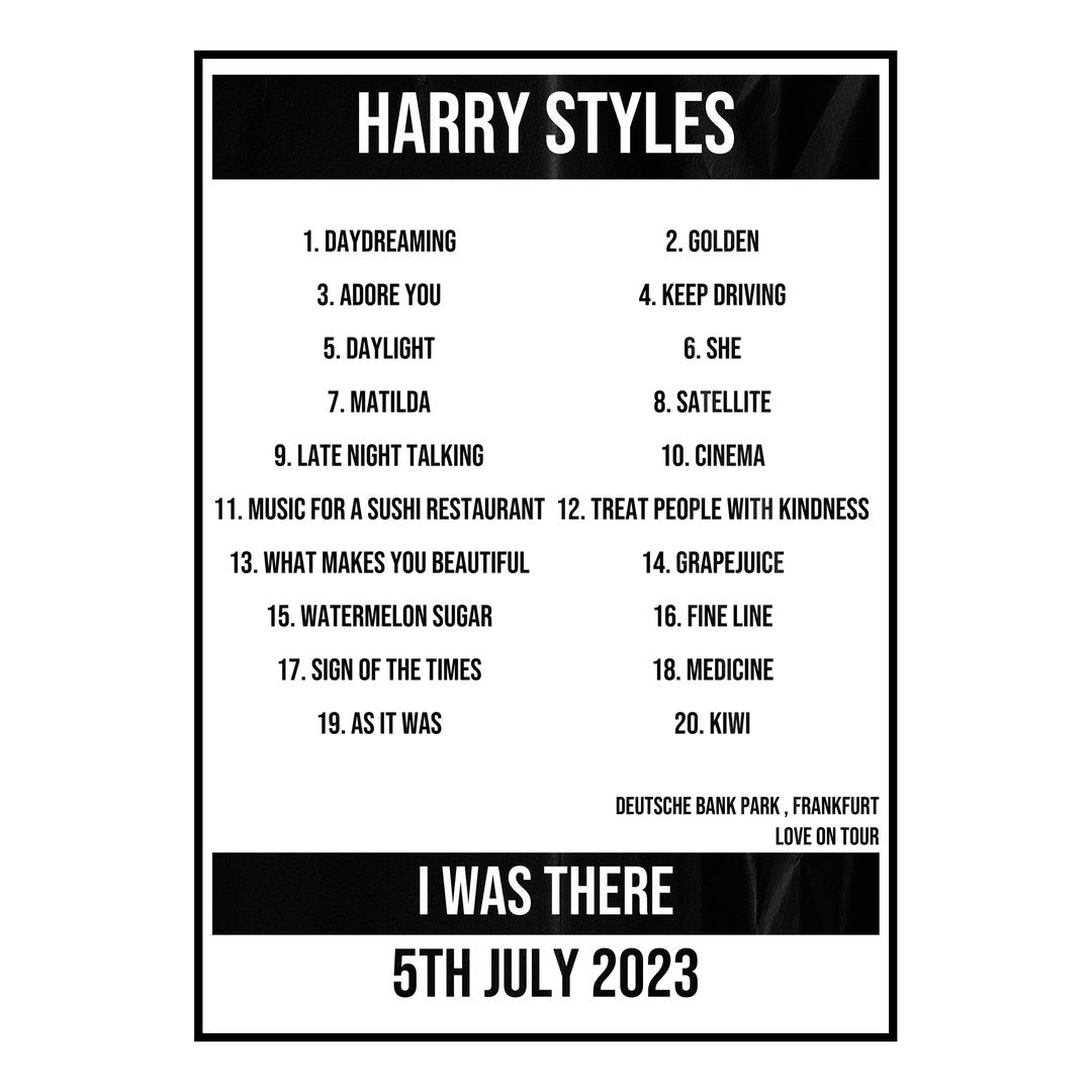 Harry Styles Frankfurt 5th July 2023 Setlist poster