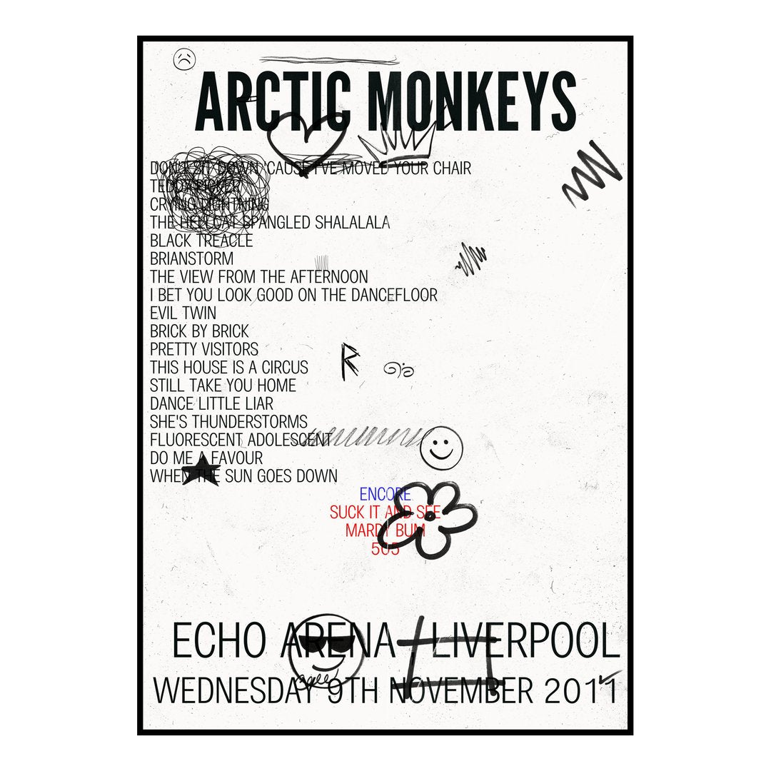 Arctic Monkeys Liverpool 9th November 2011 Setlist poster