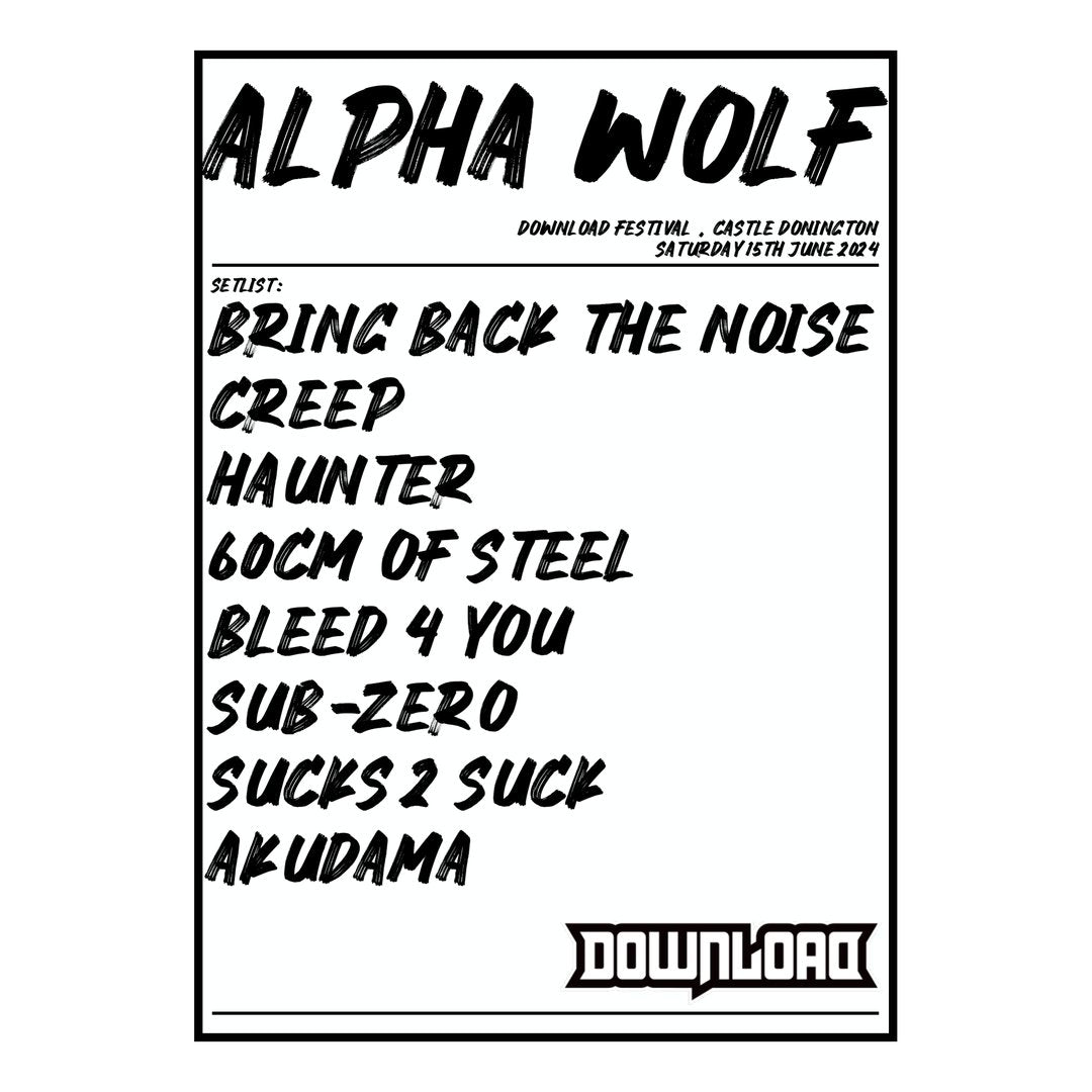 Alpha Wolf Castle Donington 15th June 2024 Setlist poster