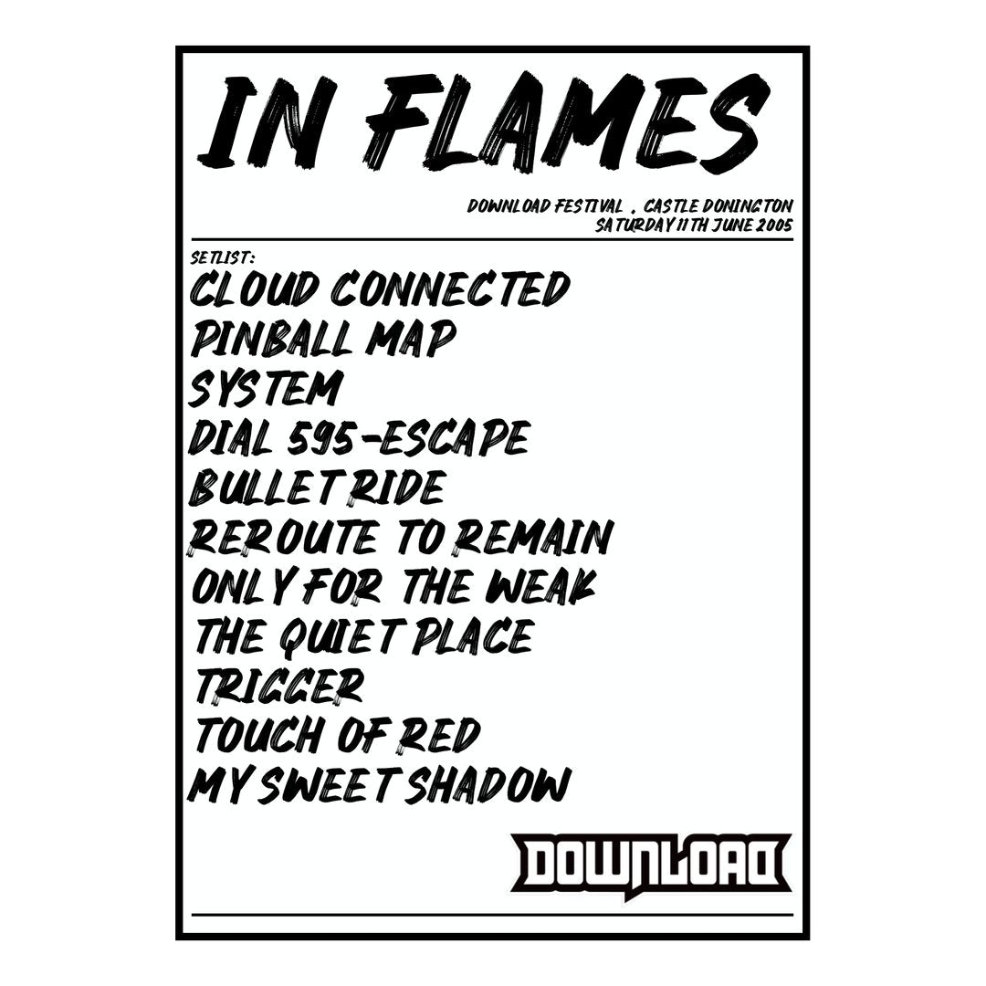 In Flames Castle Donington 11th June 2005 Setlist poster