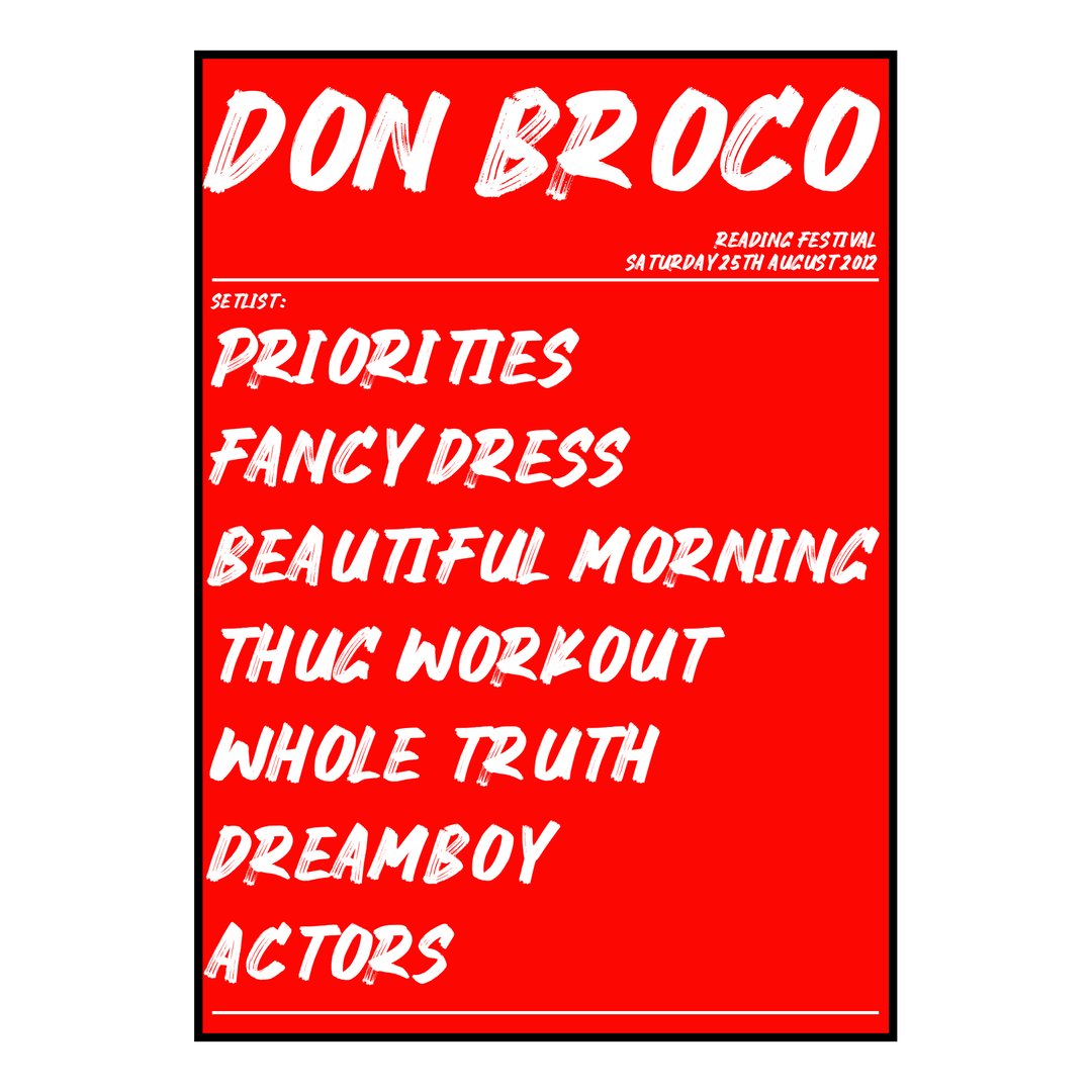 Don Broco Reading 25th August 2012 Setlist poster