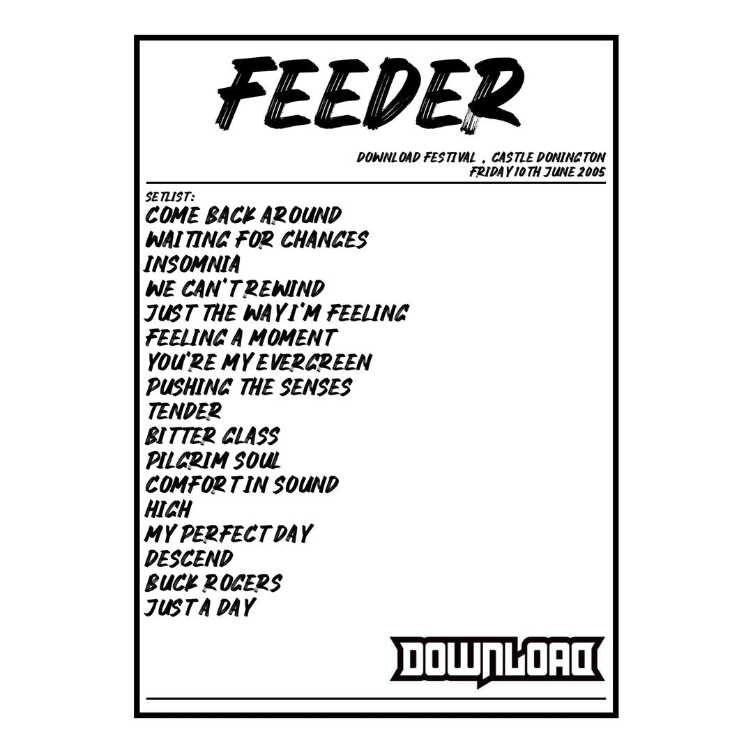 Feeder Castle Donington 10th June 2005 Setlist poster