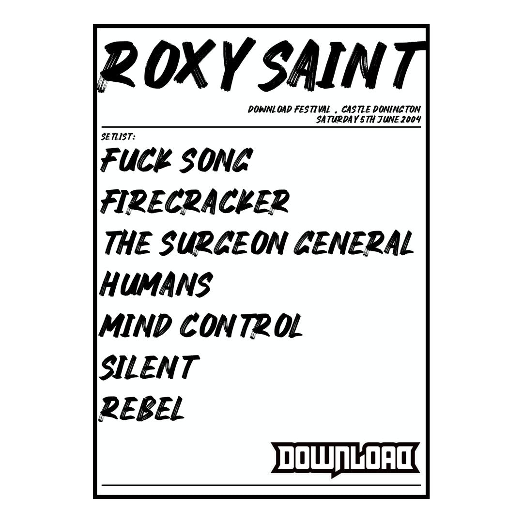 Roxy Saint Castle Donington 5th June 2004 Setlist poster