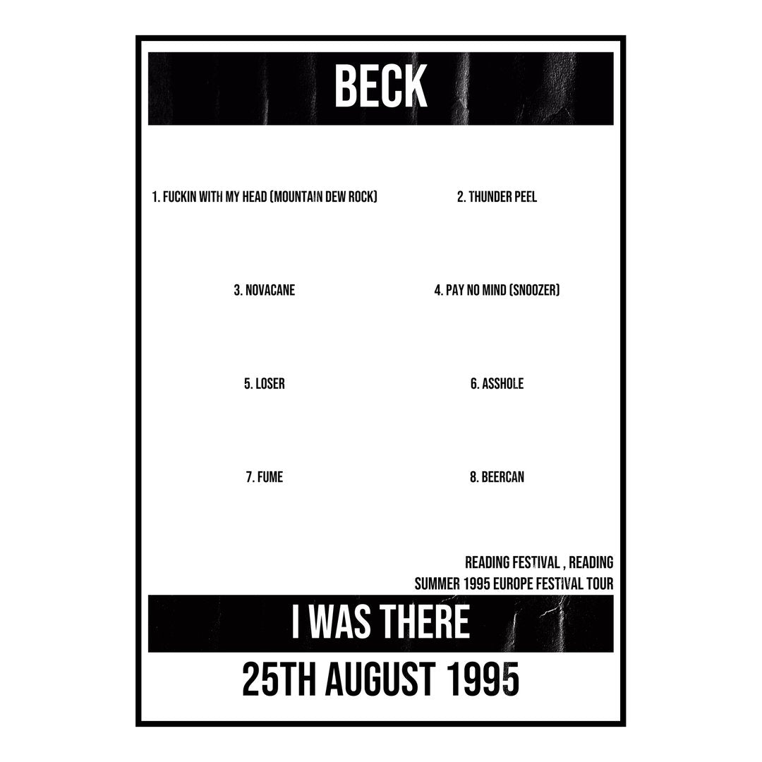 Beck Reading 25th August 1995 Setlist poster