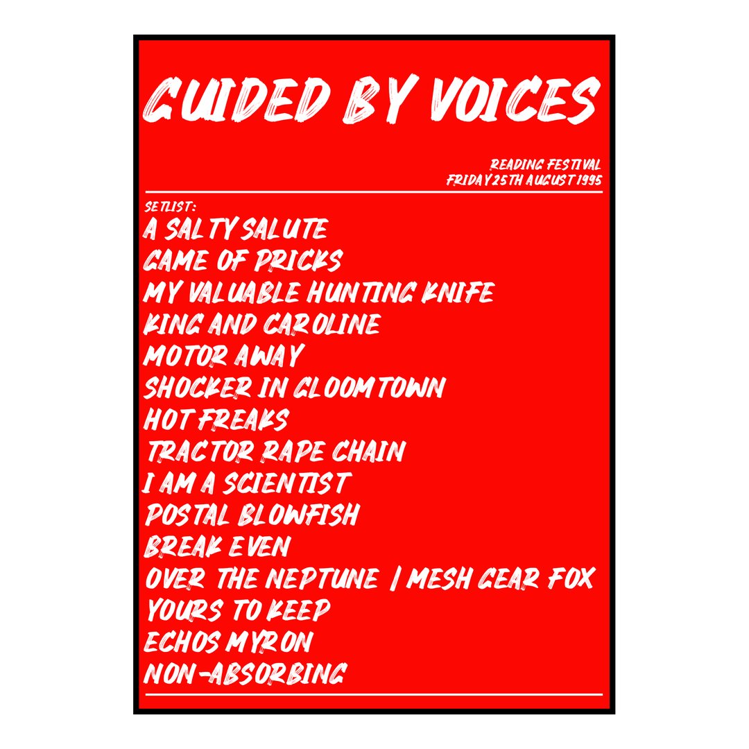 Guided by Voices Reading 25th August 1995 Setlist poster