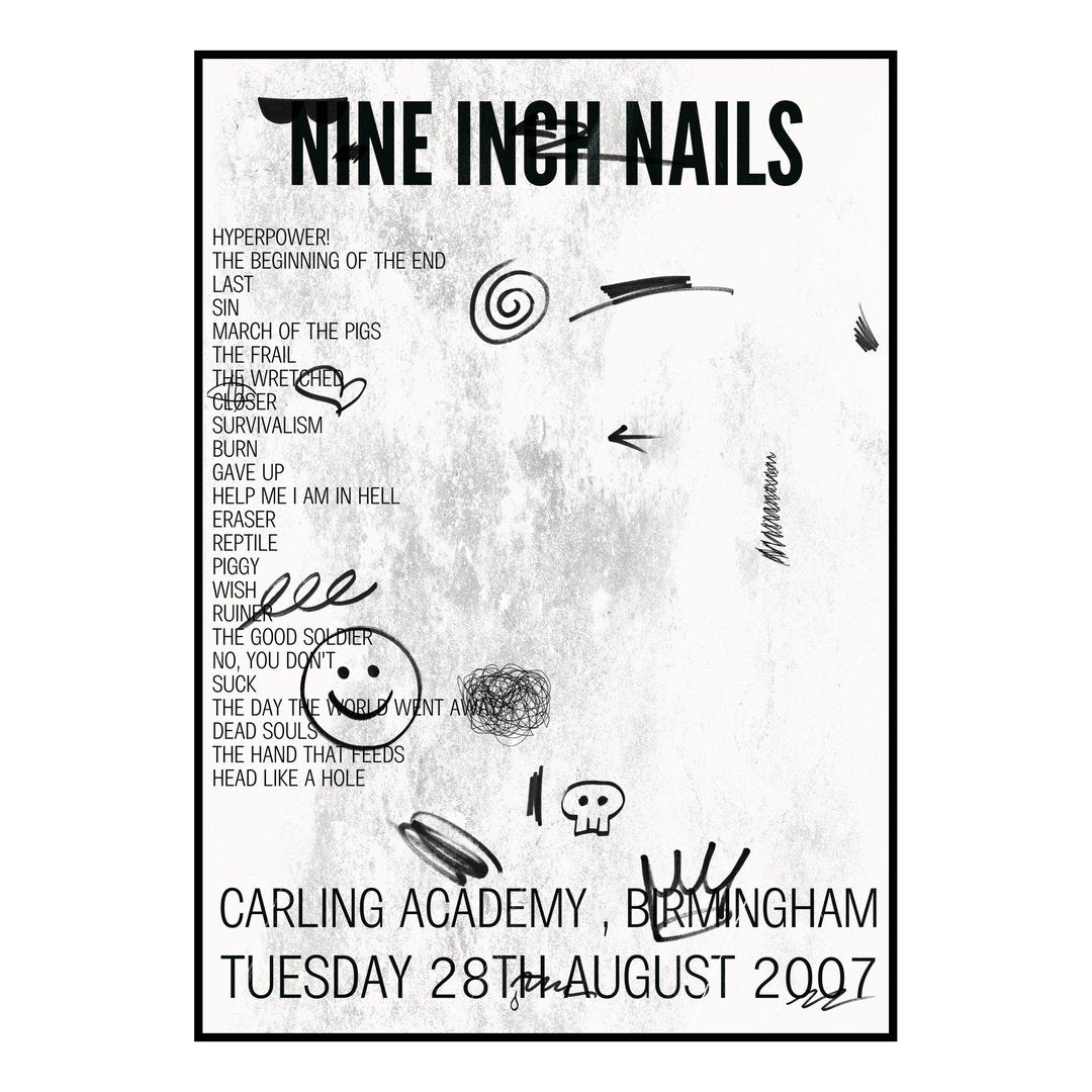 Nine Inch Nails Birmingham 28th August 2007 Setlist poster