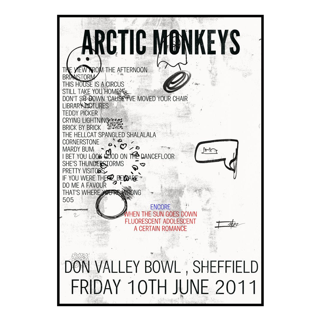 Arctic Monkeys Sheffield 10th June 2011 Setlist poster