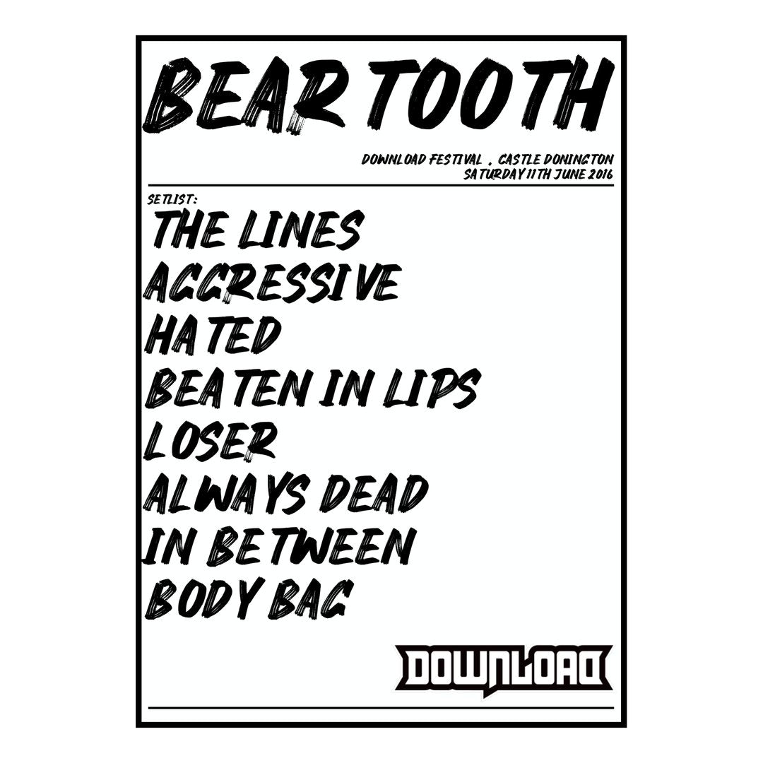 Beartooth Castle Donington 11th June 2016 Setlist poster