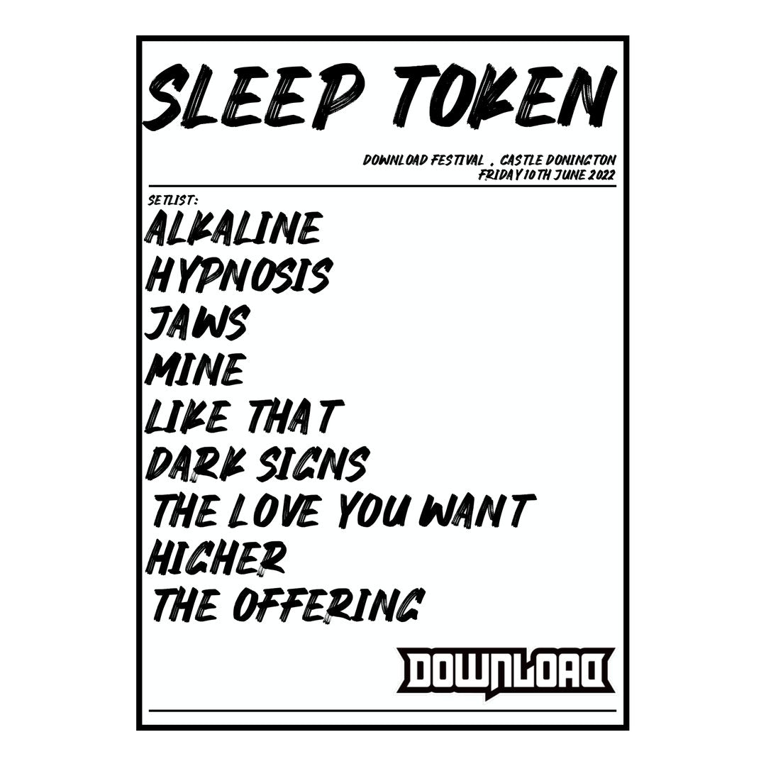 Sleep Token Castle Donington 10th June 2022 Setlist poster
